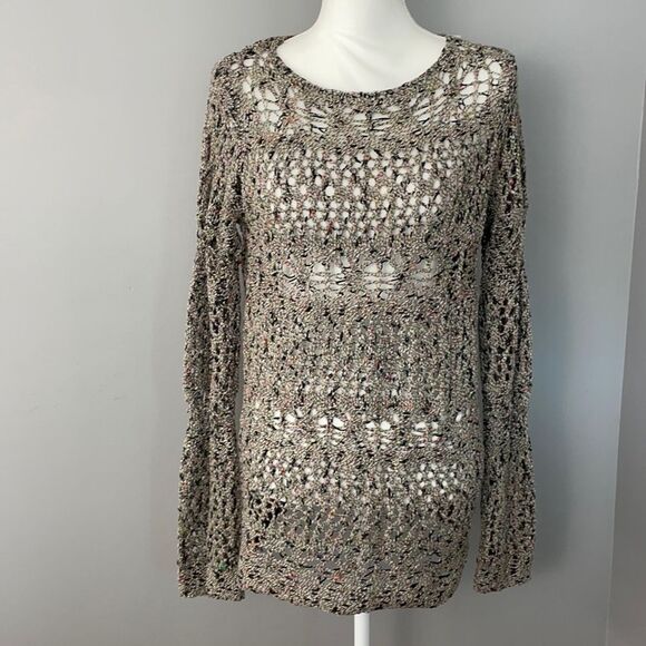 Soft Surroundings Pointelle Marled Crochet Open Knit Sweater. Size Small. NWT. - Picture 2 of 12